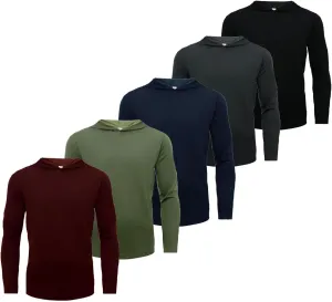 5 Pack Mens Long Sleeve Tee Shirts Quick Dry Sun Protection Hoodie Fishing Shirts Workout Shirts