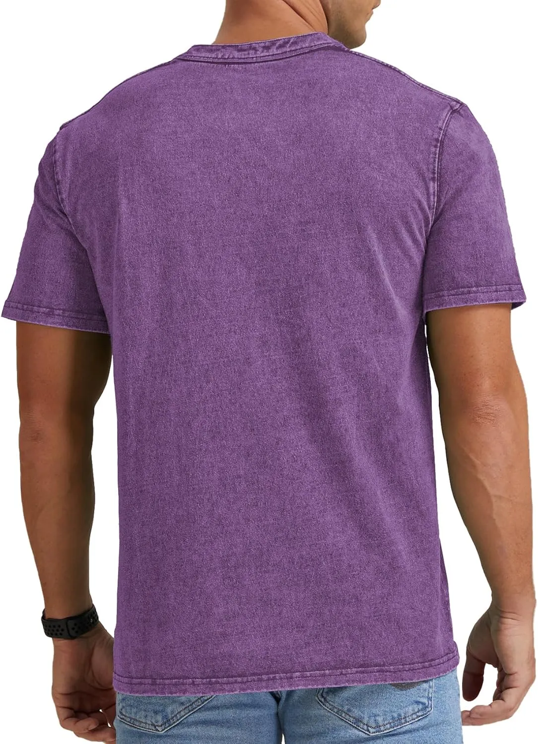 Aimeilgot Mens Distressed Henley Shirts Casual Washed T-Shirts Retro Short Sleeve Tee Cotton Shirts