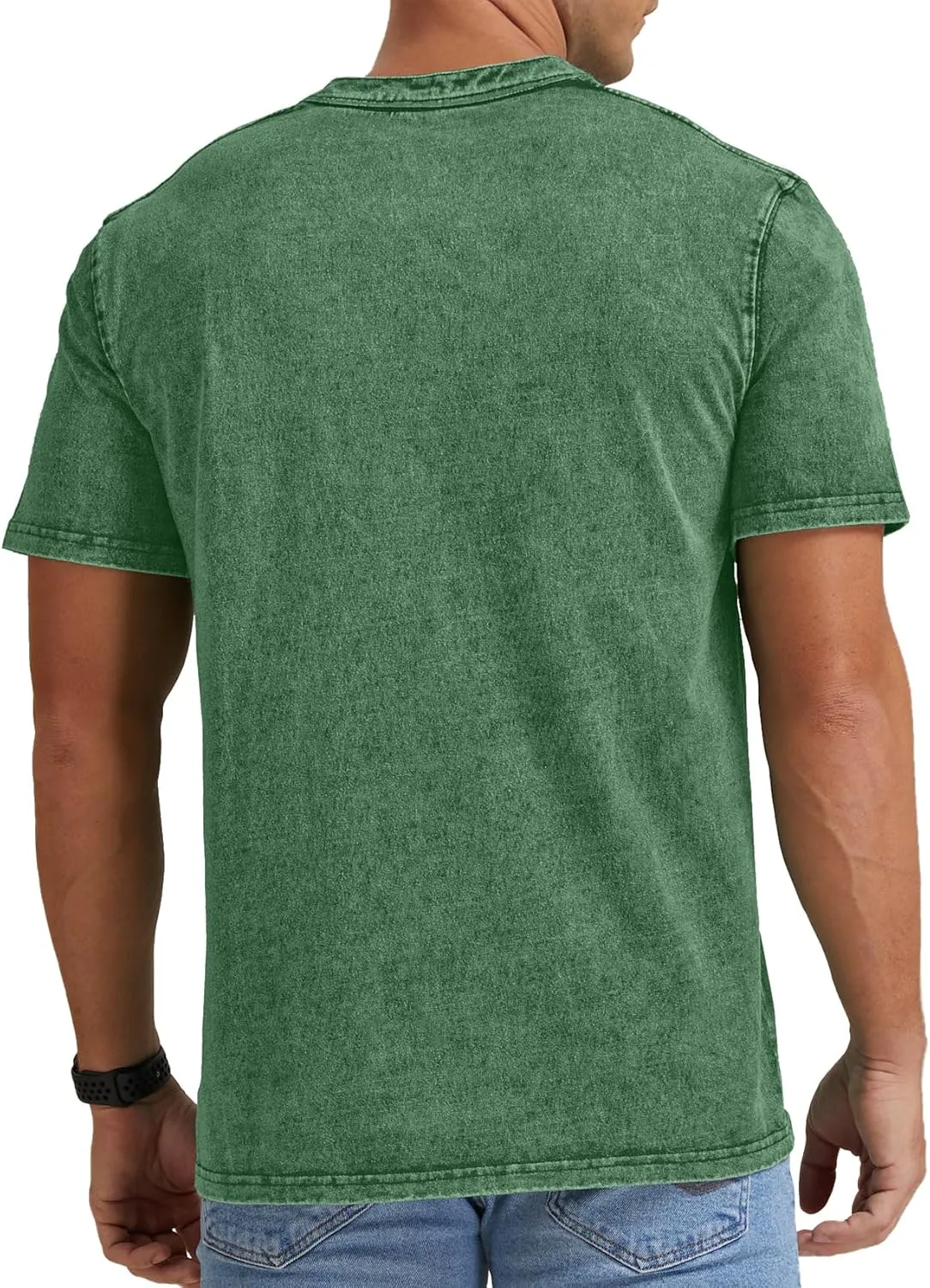 Aimeilgot Mens Distressed Henley Shirts Casual Washed T-Shirts Retro Short Sleeve Tee Cotton Shirts