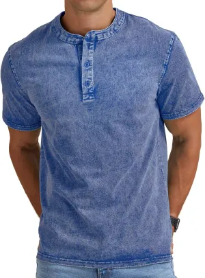 Aimeilgot Mens Distressed Henley Shirts Casual Washed T-Shirts Retro Short Sleeve Tee Cotton Shirts