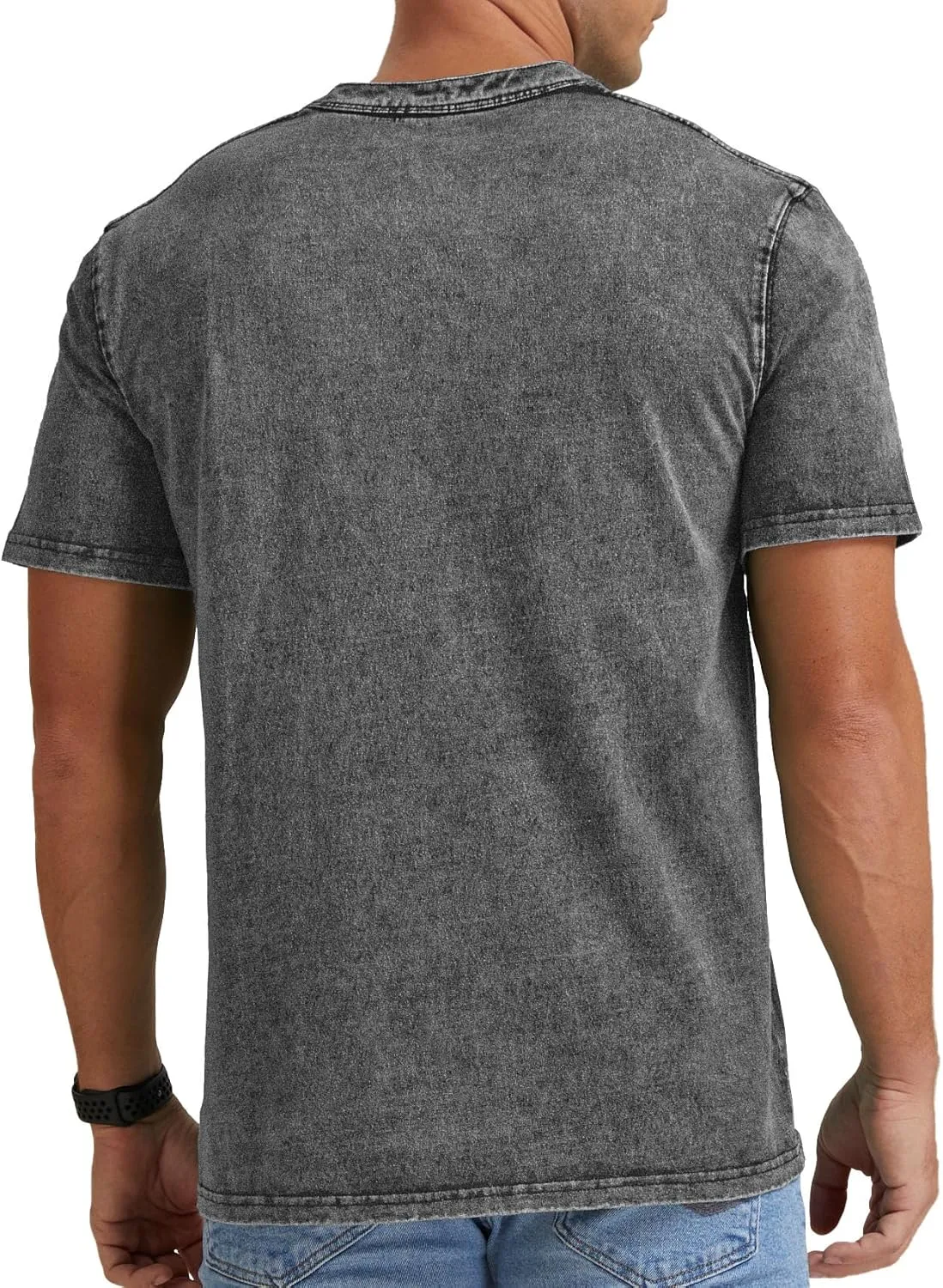 Aimeilgot Mens Distressed Henley Shirts Casual Washed T-Shirts Retro Short Sleeve Tee Cotton Shirts
