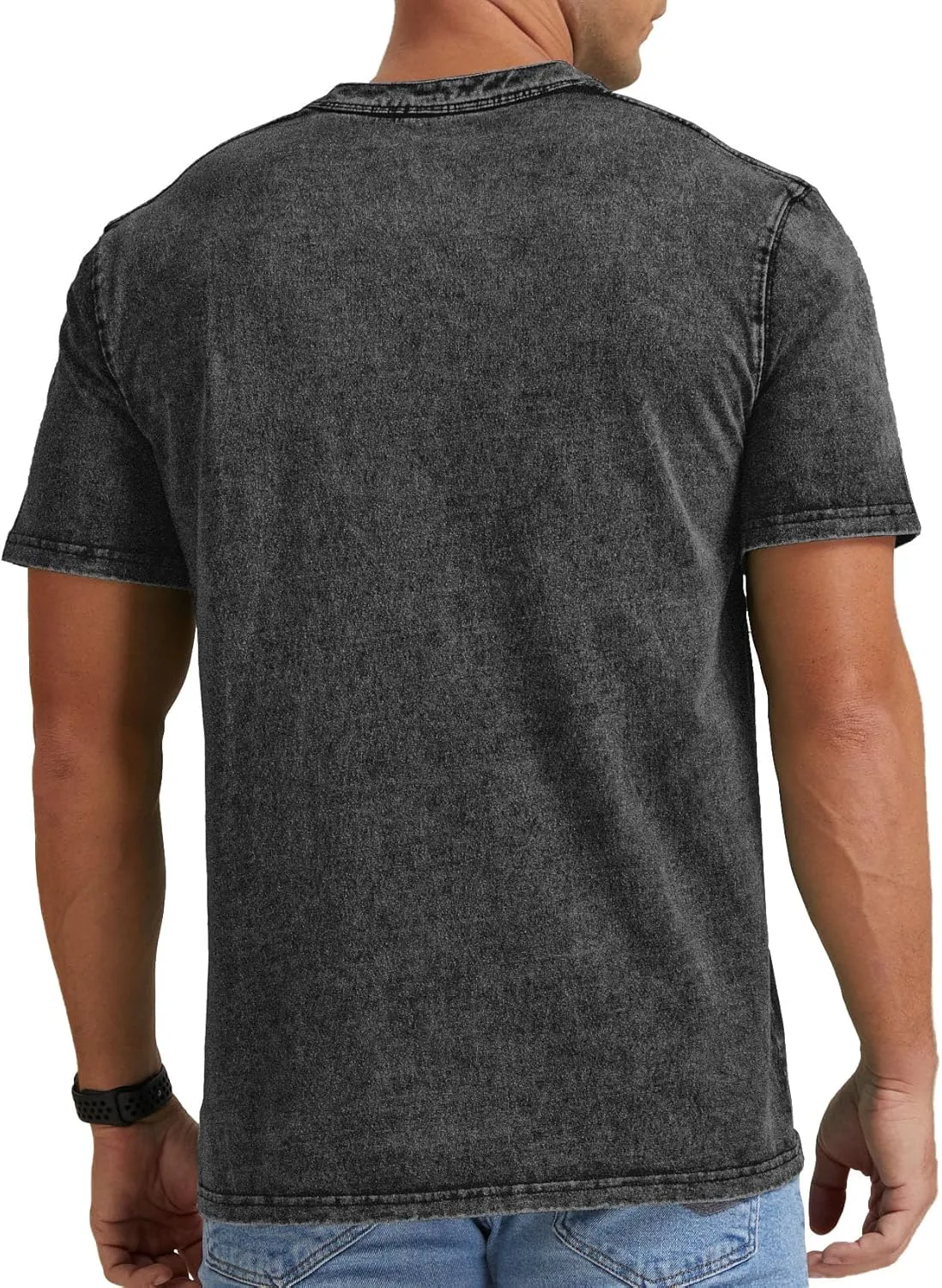 Aimeilgot Mens Distressed Henley Shirts Casual Washed T-Shirts Retro Short Sleeve Tee Cotton Shirts