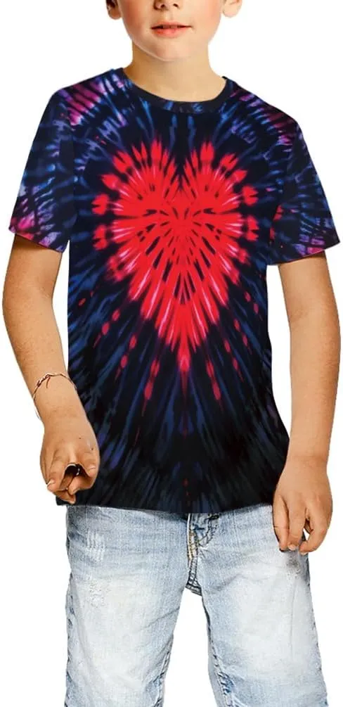 Ainuno Graphic Tees for Boys Girls Kids 7-14Y, Summer Short Sleeve T Shirt Cool 3D Print