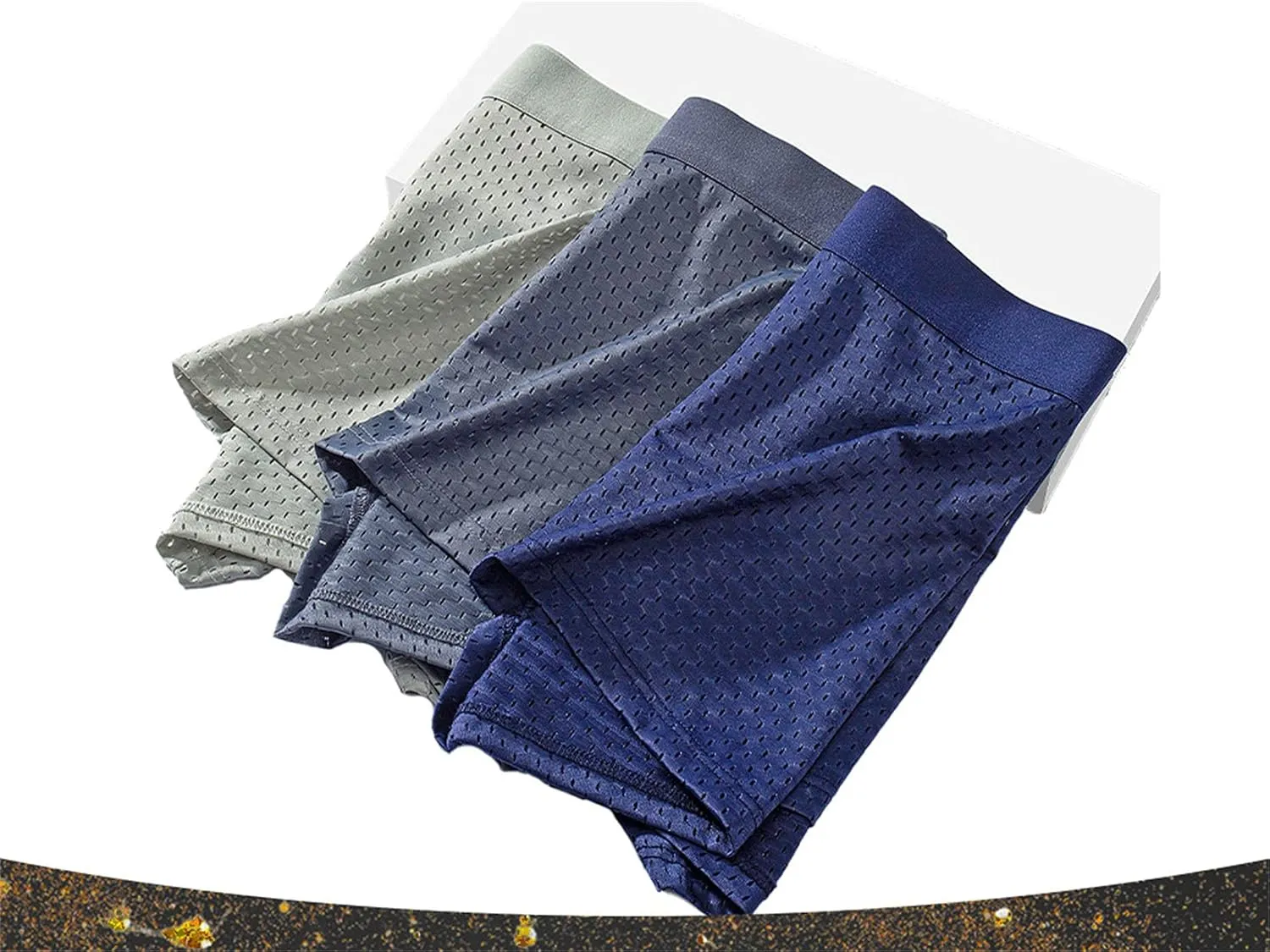 Andongnywell Men's Sexy Boxer Briefs Soft Breathable Underwear Man Trunks Comfortable Sheer Underpants Knickers 3PCS
