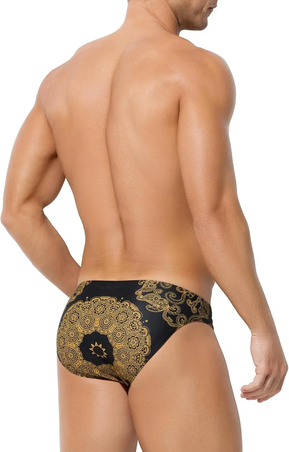 Arjen Kroos Mens Swim Briefs Sexy Bathing Bikini Printed Quick Dry Swimsuit with Drawstring for Men