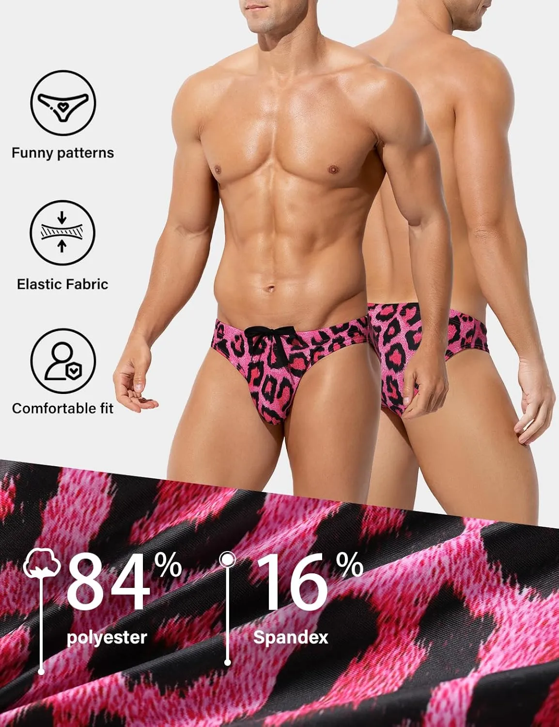 Arjen Kroos Mens Swim Briefs Sexy Bathing Bikini Printed Quick Dry Swimsuit with Drawstring for Men