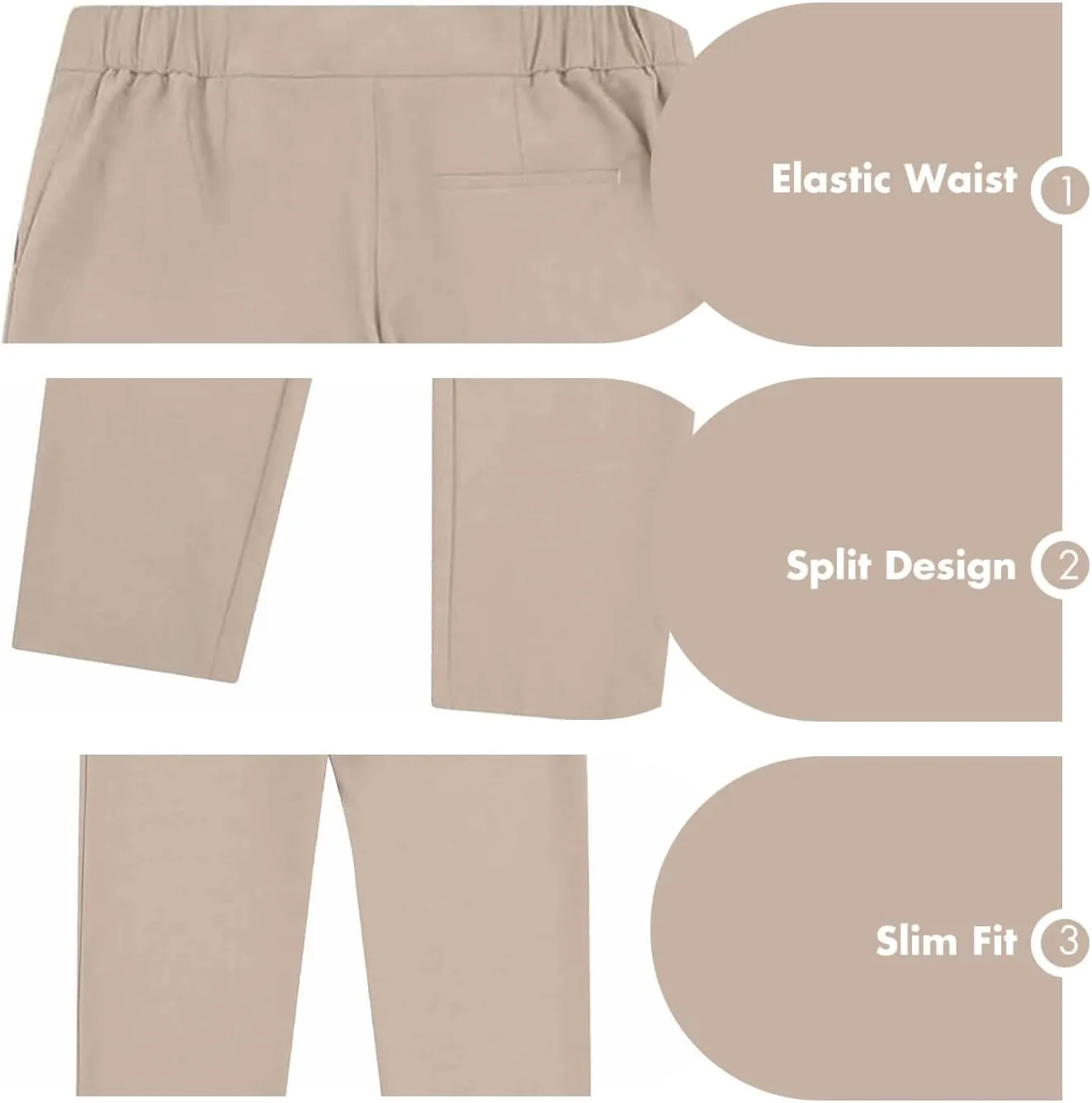 ASSUAL Women's Straight Leg Pants, Business Casual Trousers for Women