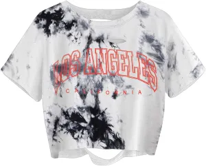 Avanova Women Los Angeles Graphic Distressed Oversized Crop Top Short Sleeve Ripped Boxy Loose Tee Shirt