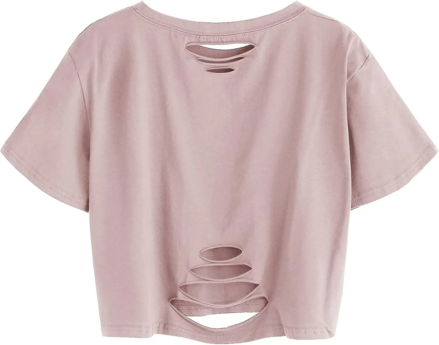 Avanova Women Sun Moon Graphic Distressed Crop Top Oversized Short Sleeve Ripped Tee Shirt