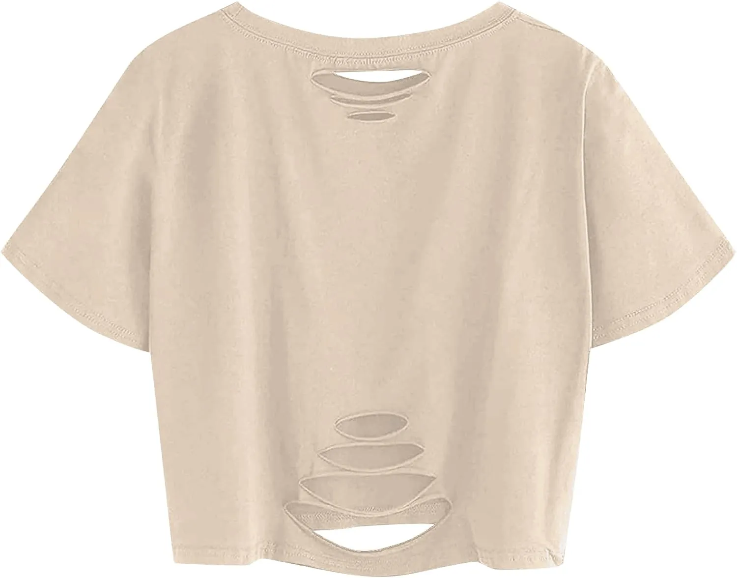 Avanova Women Sun Moon Graphic Distressed Crop Top Oversized Short Sleeve Ripped Tee Shirt