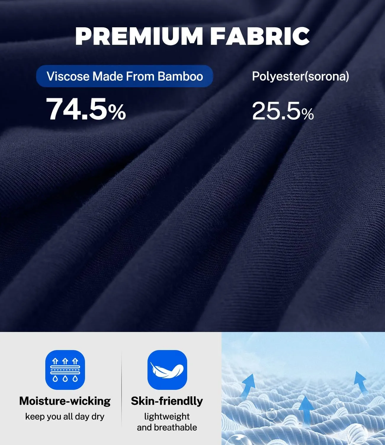 BAMBOO COOL Men's Polo Shirts Slim Fit Moisture Wicking Golf Shirts Performance Short Sleeve for Men