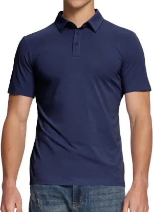 BAMBOO COOL Men's Polo Shirts Slim Fit Moisture Wicking Golf Shirts Performance Short Sleeve for Men