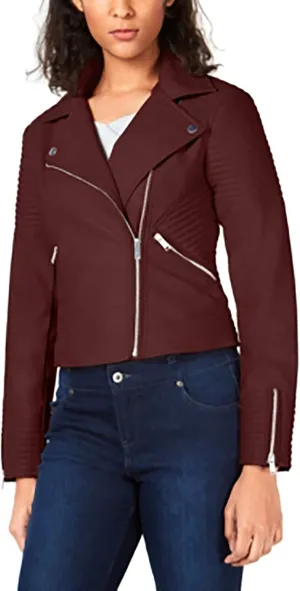Bar III | Quilted Moto Jacket | Cocoa Rose | M