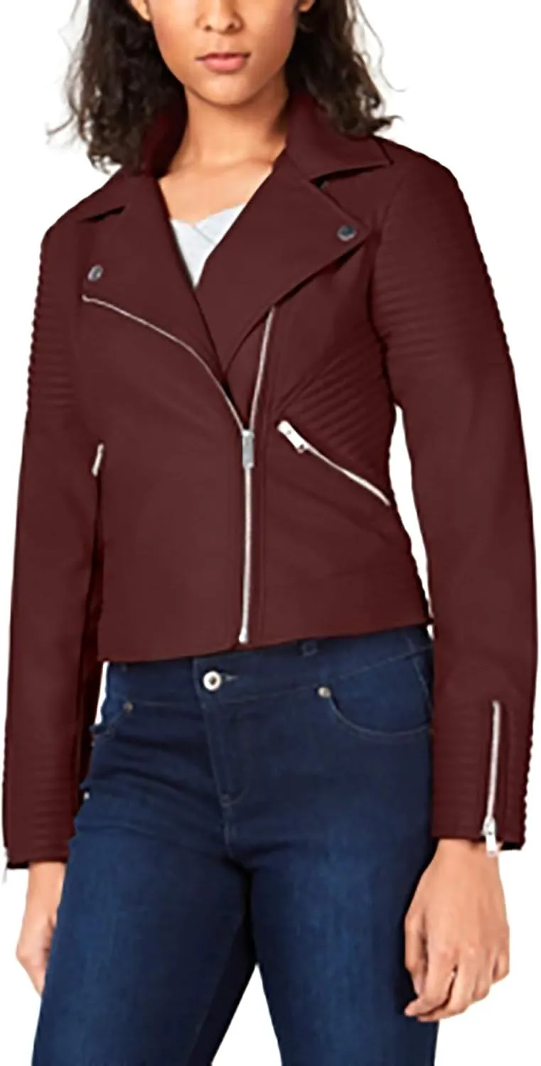 Bar III | Quilted Moto Jacket | Cocoa Rose | M