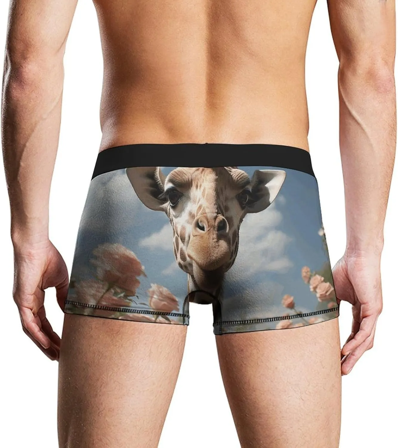 Beautiful Giraffe Mens Boxer Briefs Short Breathable Underwear Trunks Soft Moisture-Wicking Boxer Shorts