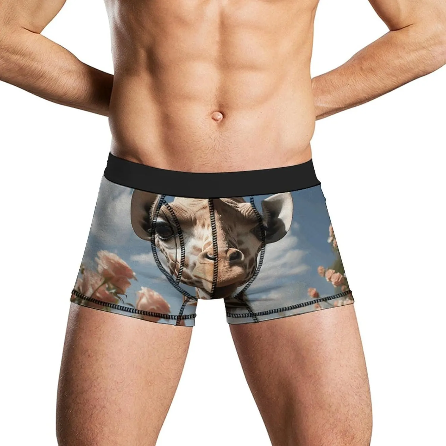 Beautiful Giraffe Mens Boxer Briefs Short Breathable Underwear Trunks Soft Moisture-Wicking Boxer Shorts
