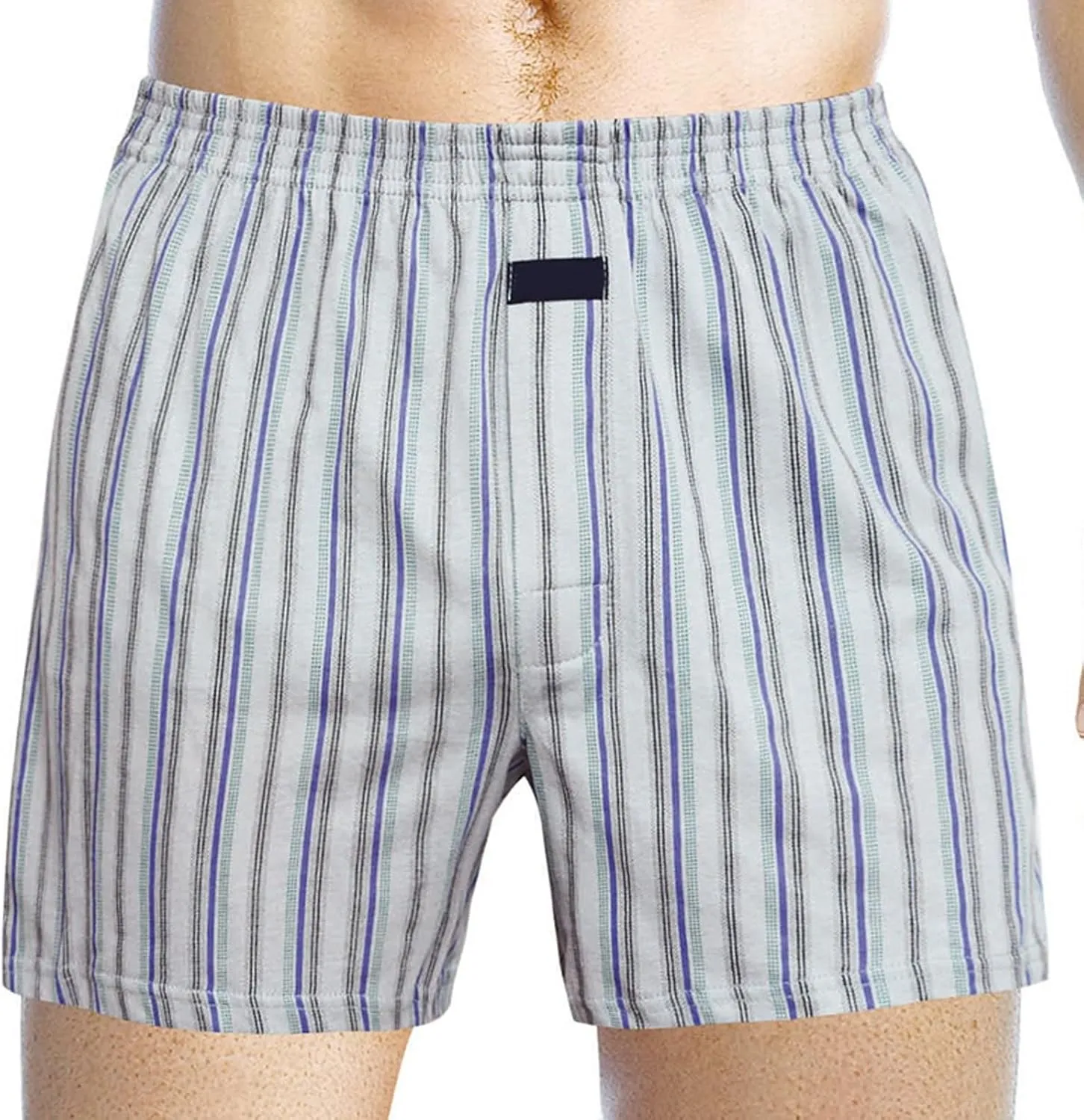 Boxer Briefs for Men 100% Cotton Plaid Soft Underwear Breathable Pajamas Shorts Elastic Waist Comfortable Loose Briefs