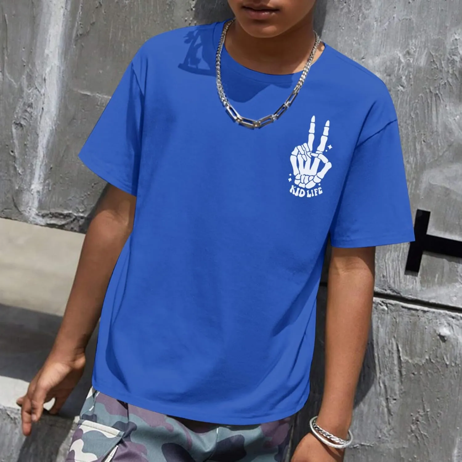 Boys Funny Saying Shirts Graphic Tees Cute Short Sleeve Preppy Clothes Tweens Skeleton Hands Tshirts for Kids Boys