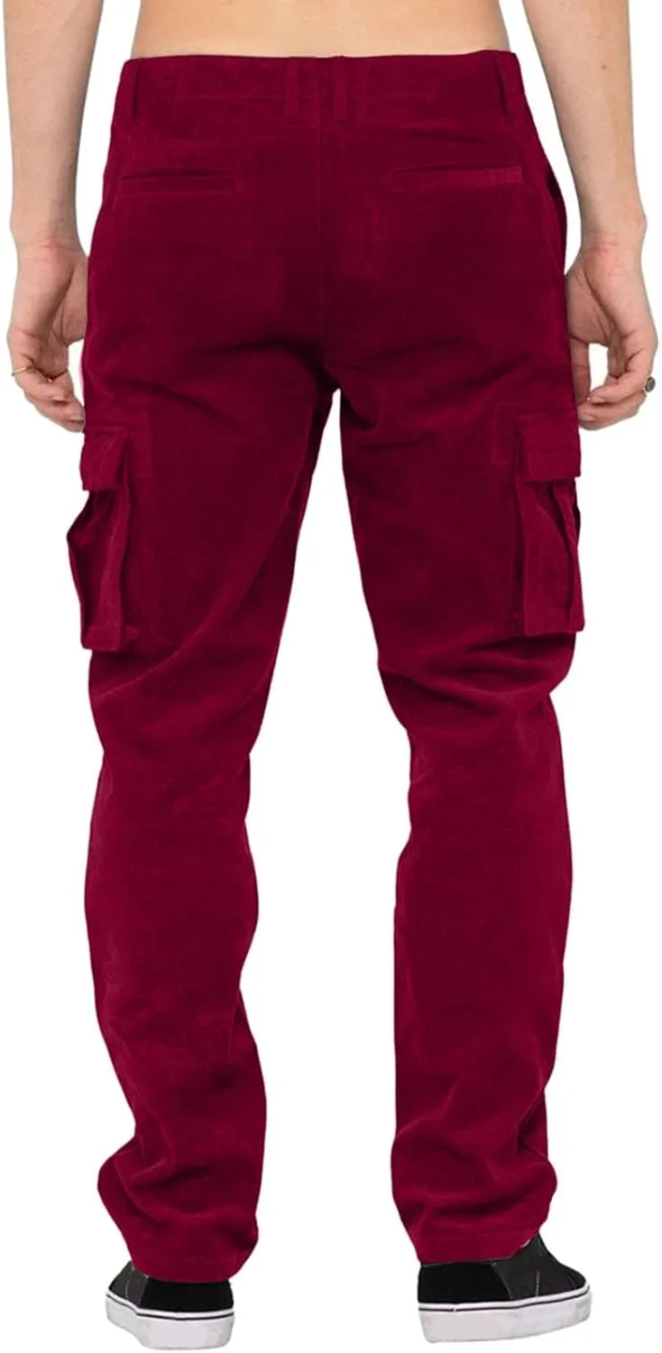 Cargo Pants for Men Men's Classic Fit Corduroy Chino Cargo Pants Multi-Pockets Work Pants Tactical Outdoor Trousers