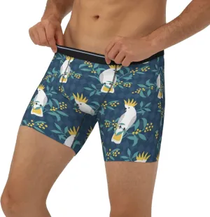 Cartoon Cute Cockatoo Plant Mens Extended Underwear Length Boxer Briefs Comfort Breathable Underwear For Men