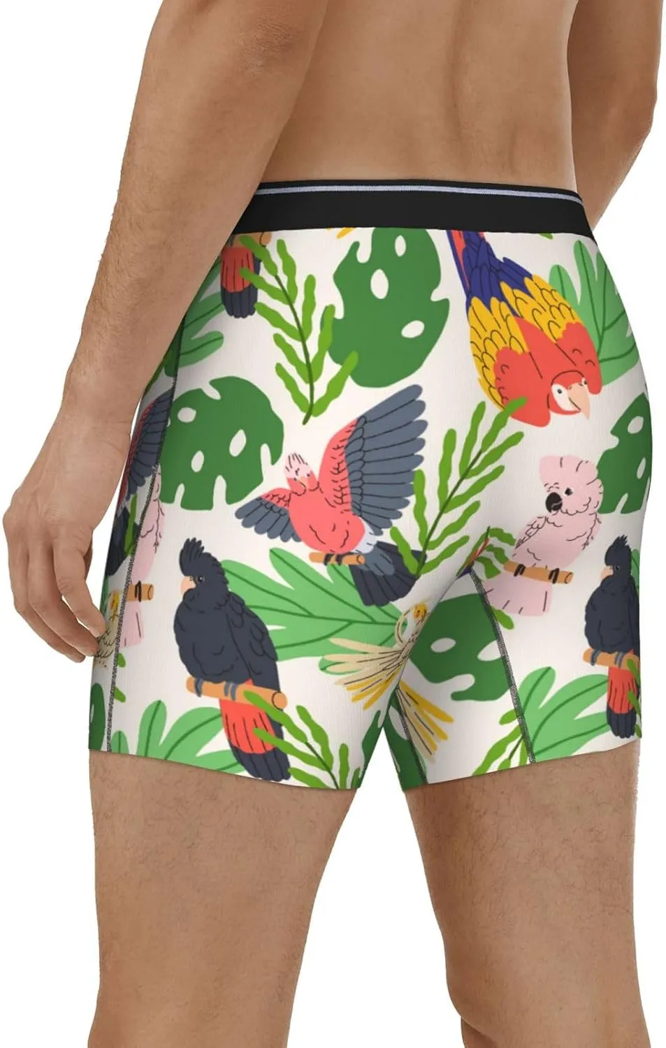 Cartoon Parrot Cute Plant Mens Extended Underwear Length Boxer Briefs Comfort Breathable Underwear For Men