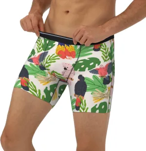 Cartoon Parrot Cute Plant Mens Extended Underwear Length Boxer Briefs Comfort Breathable Underwear For Men