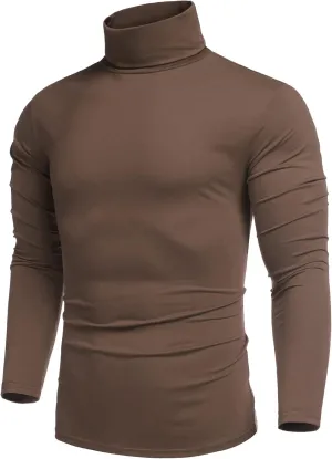 COOFANDY Men's Casual Slim Fit Turtleneck T Shirts Lightweight Basic Cotton Pullovers