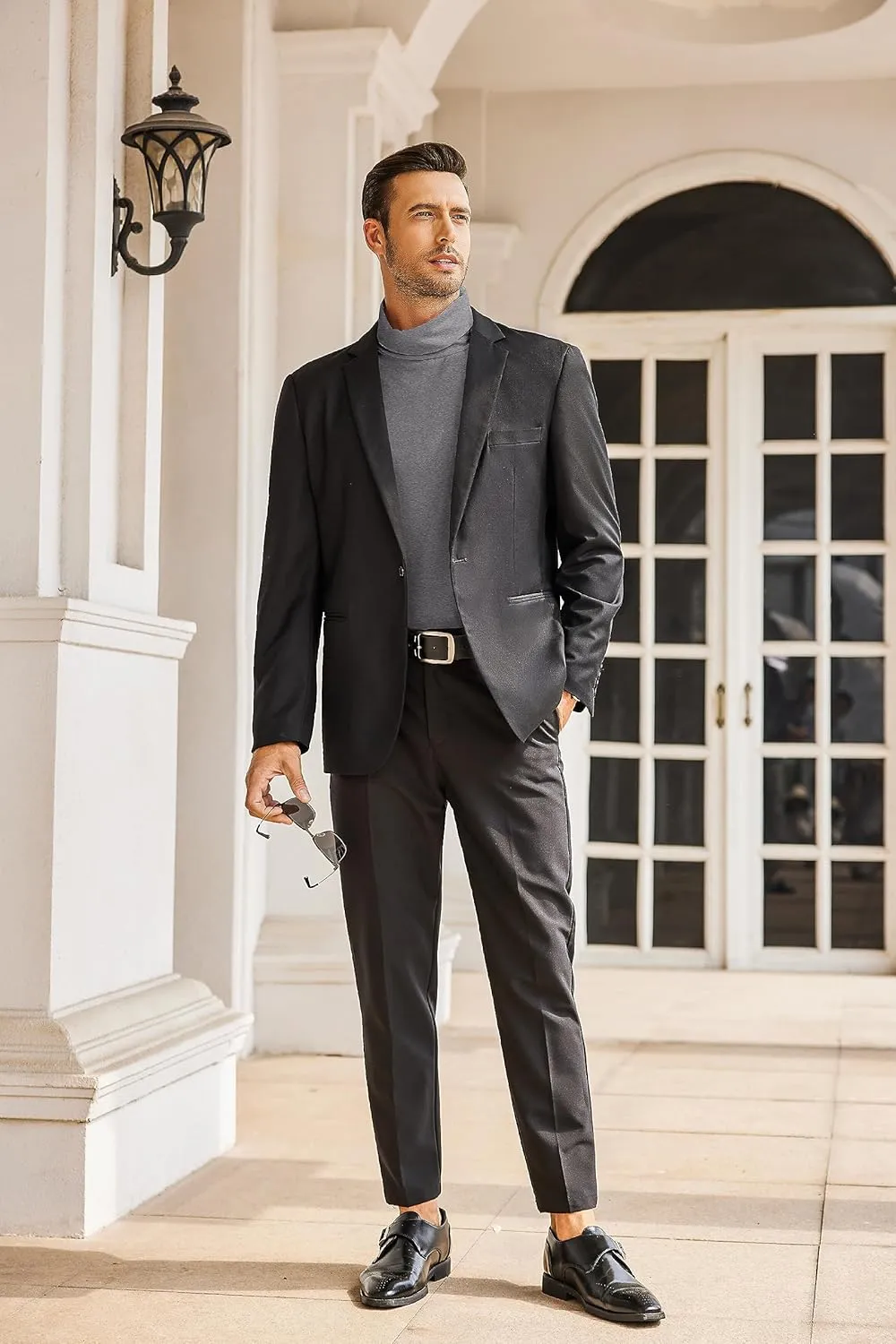 COOFANDY Men's Casual Slim Fit Turtleneck T Shirts Lightweight Basic Cotton Pullovers