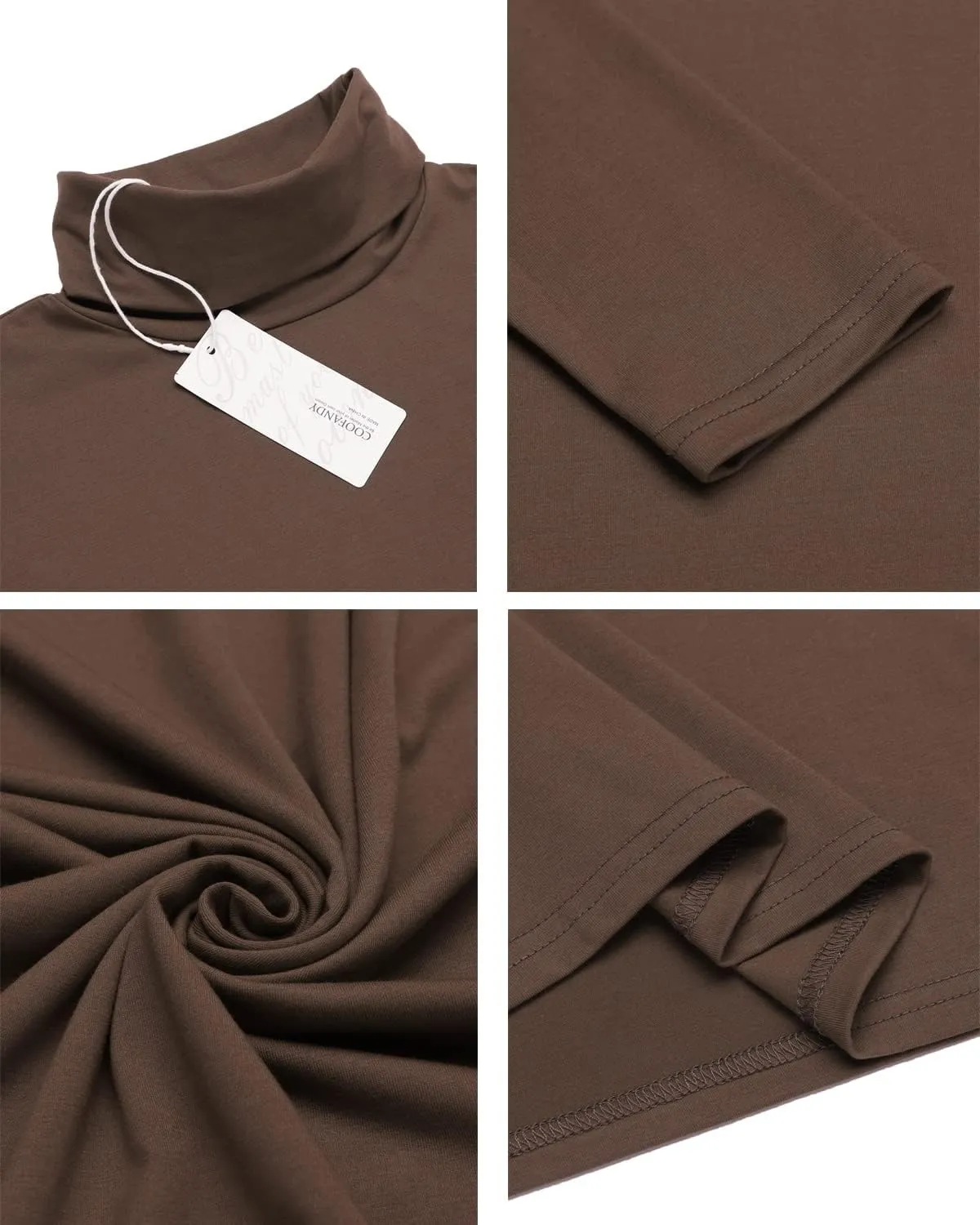COOFANDY Men's Casual Slim Fit Turtleneck T Shirts Lightweight Basic Cotton Pullovers
