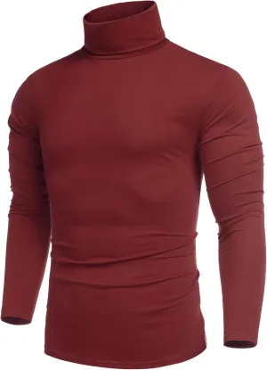 COOFANDY Men's Casual Slim Fit Turtleneck T Shirts Lightweight Basic Cotton Pullovers