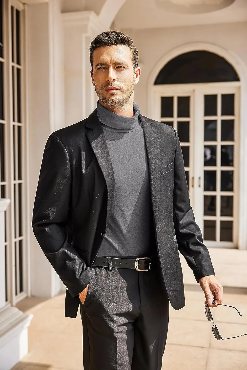 COOFANDY Men's Casual Slim Fit Turtleneck T Shirts Lightweight Basic Cotton Pullovers