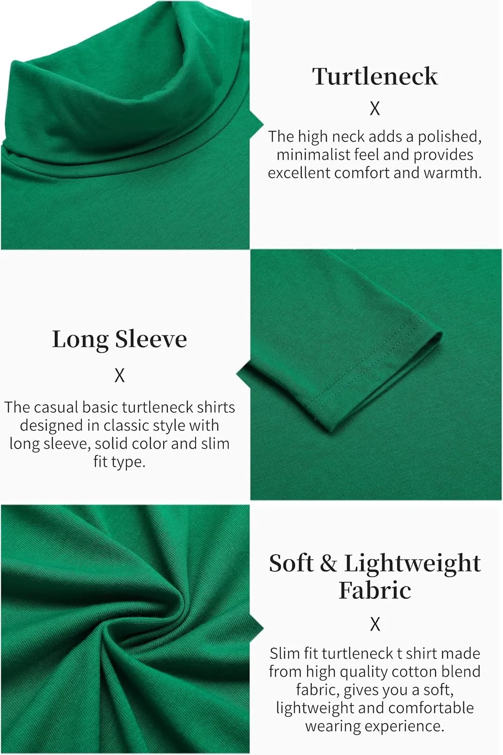 COOFANDY Men's Casual Slim Fit Turtleneck T Shirts Lightweight Basic Cotton Pullovers