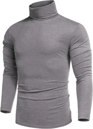 COOFANDY Men's Casual Slim Fit Turtleneck T Shirts Lightweight Basic Cotton Pullovers