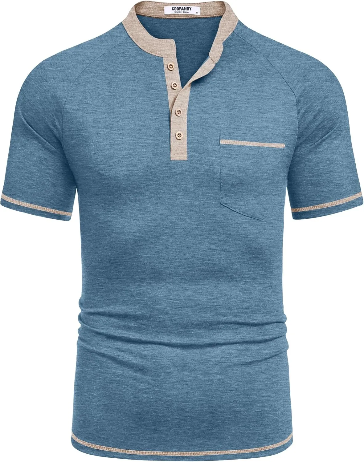 COOFANDY Mens Henley Shirts Short Sleeve Casual Button T-Shirts Basic Tee Shirts Summer Vintage T Shirts with Pocket