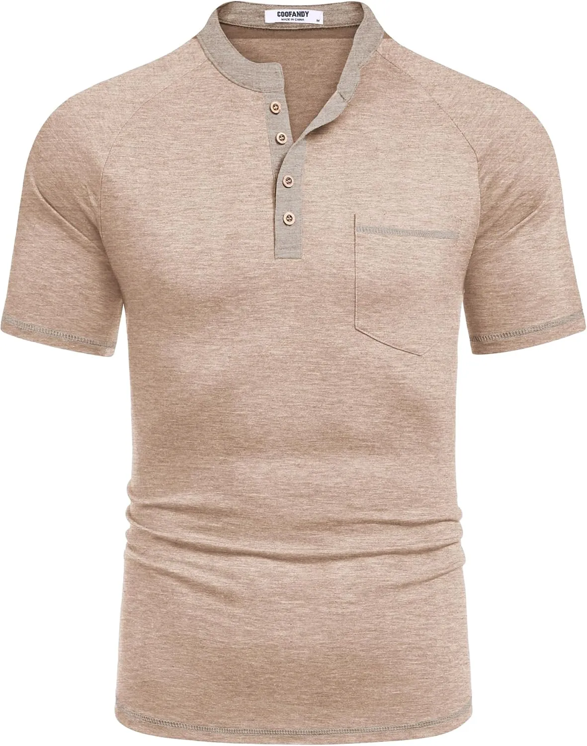 COOFANDY Mens Henley Shirts Short Sleeve Casual Button T-Shirts Basic Tee Shirts Summer Vintage T Shirts with Pocket
