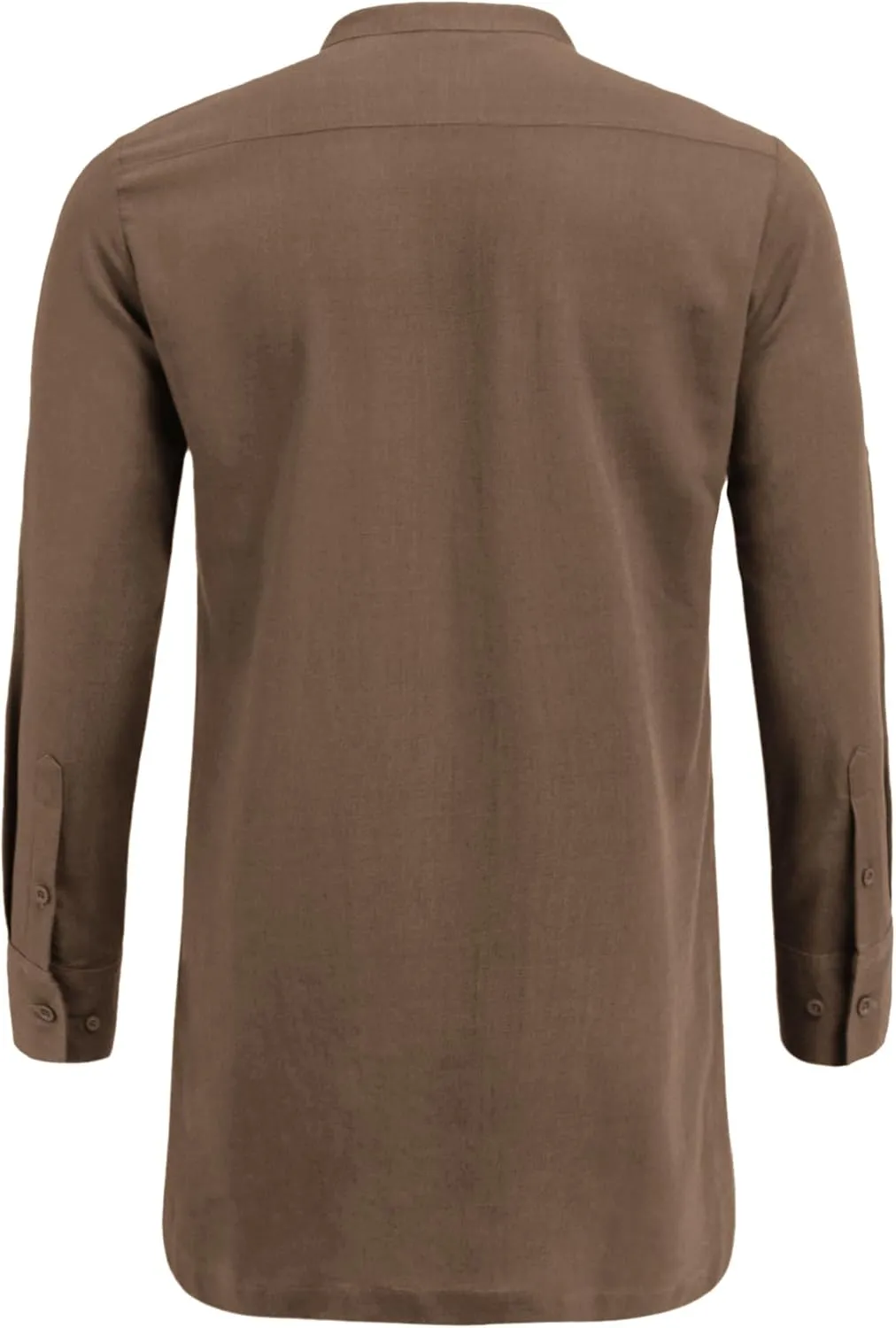 COOFANDY Men's Linen Henley Shirts Long Sleeve Collarless T-Shirts Longline Kurta Beach Shirts with Pocket