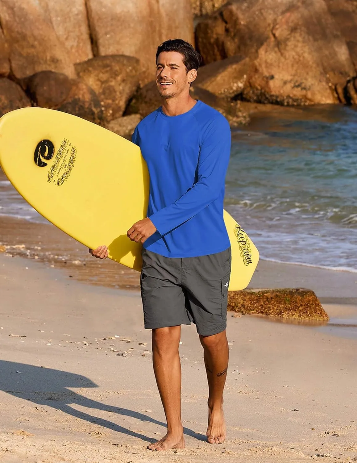 COOFANDY Men's Sun Protection Shirts Long Sleeve Rash Guard Swim T-Shirts Lightweight Quick Dry Fishing Shirts