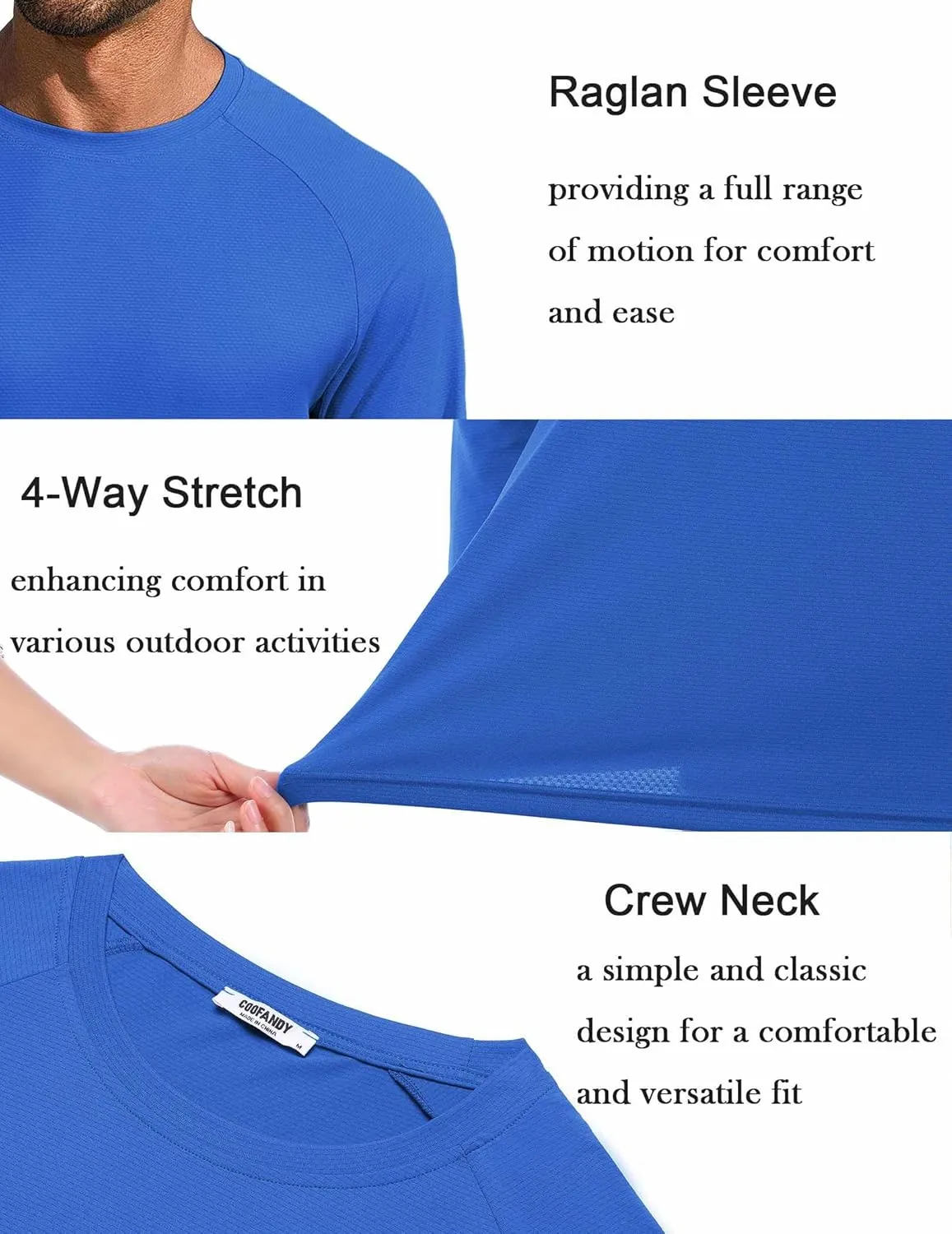 COOFANDY Men's Sun Protection Shirts Long Sleeve Rash Guard Swim T-Shirts Lightweight Quick Dry Fishing Shirts