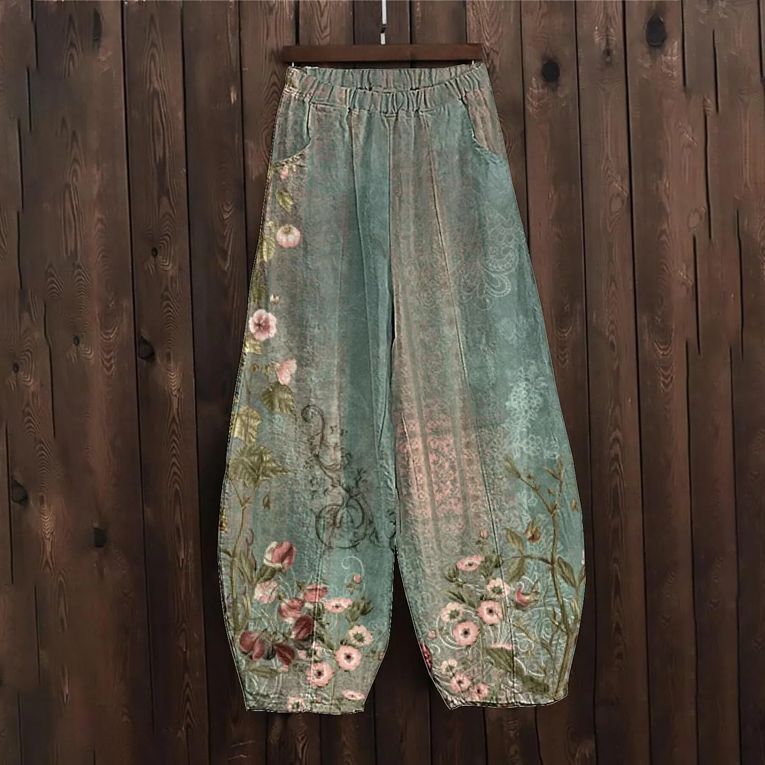 Cotton Linen Lantern Pants Women Casual Baggy Elastic Waist Relax Fit Trousers Bohemian Beach Yoga Pants Harem Pants