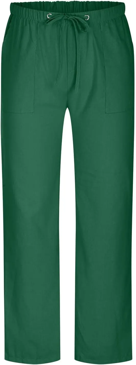 Cotton Linen Men's Linen Drawstring Pants Elastic Waist Relax Casual Daily Beach Travel Comfy Lounge Activewear