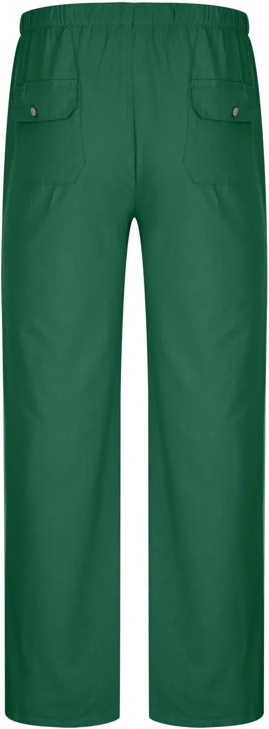 Cotton Linen Men's Linen Drawstring Pants Elastic Waist Relax Casual Daily Beach Travel Comfy Lounge Activewear