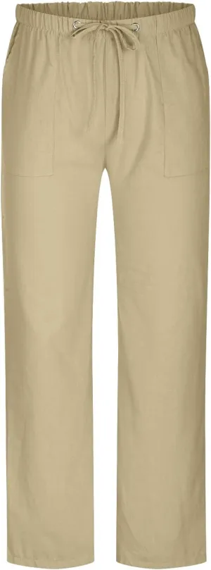 Cotton Linen Men's Linen Drawstring Pants Elastic Waist Relax Casual Daily Beach Travel Comfy Lounge Activewear