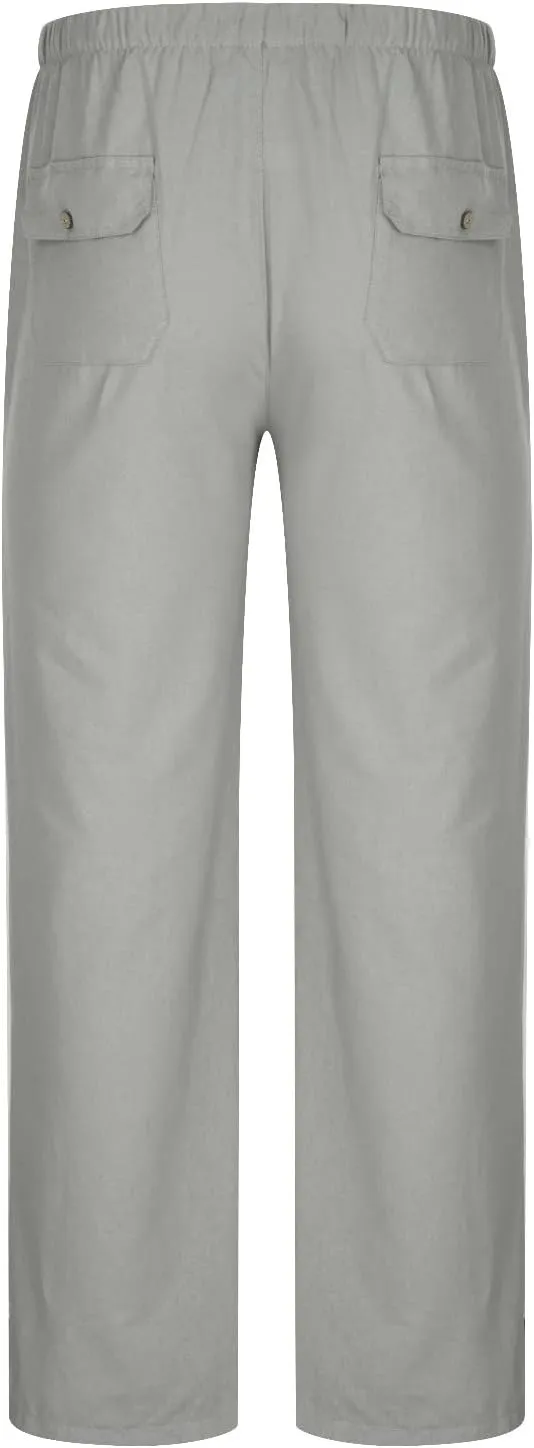 Cotton Linen Men's Linen Drawstring Pants Elastic Waist Relax Casual Daily Beach Travel Comfy Lounge Activewear