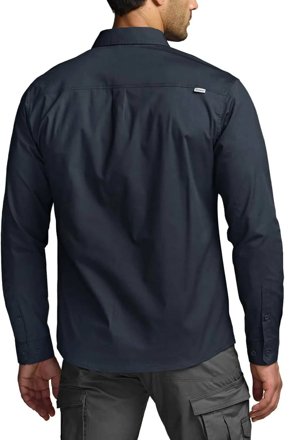 CQR Men's Long Sleeve Tactical Shirts, Ripstop Military Work Shirts, UPF 50  Breathable Button Down Outdoor Hiking Shirt