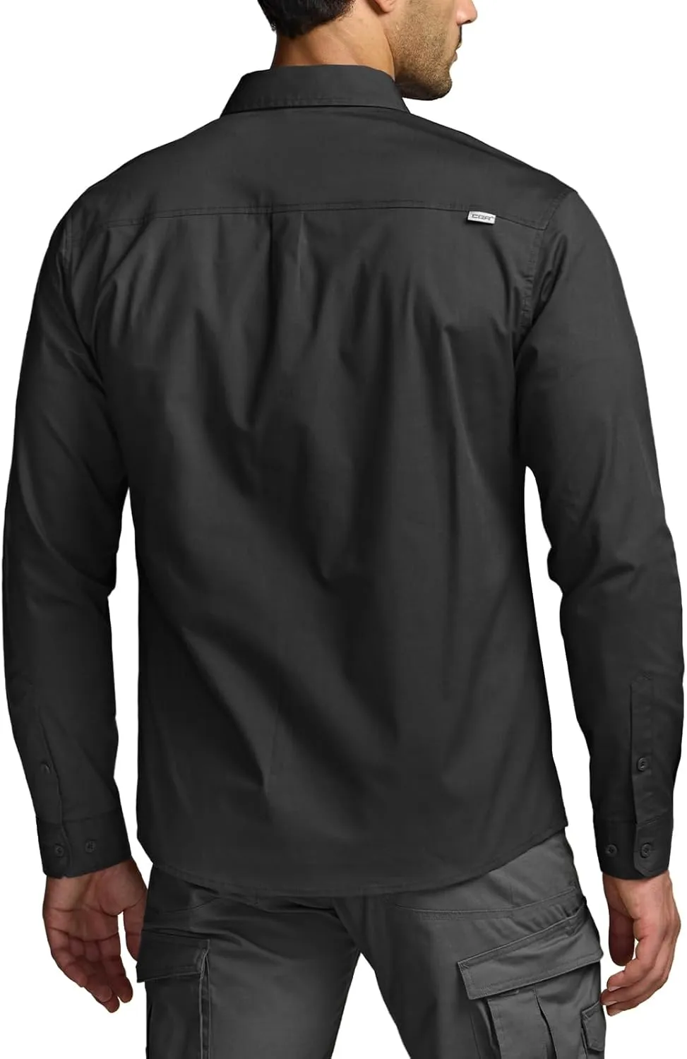CQR Men's Long Sleeve Tactical Shirts, Ripstop Military Work Shirts, UPF 50  Breathable Button Down Outdoor Hiking Shirt