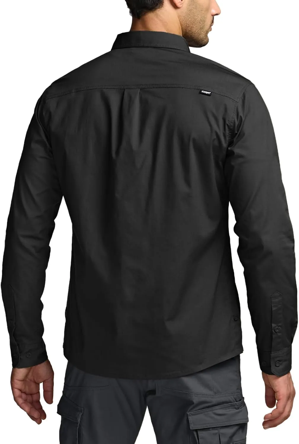 CQR Men's Long Sleeve Tactical Shirts, Ripstop Military Work Shirts, UPF 50  Breathable Button Down Outdoor Hiking Shirt