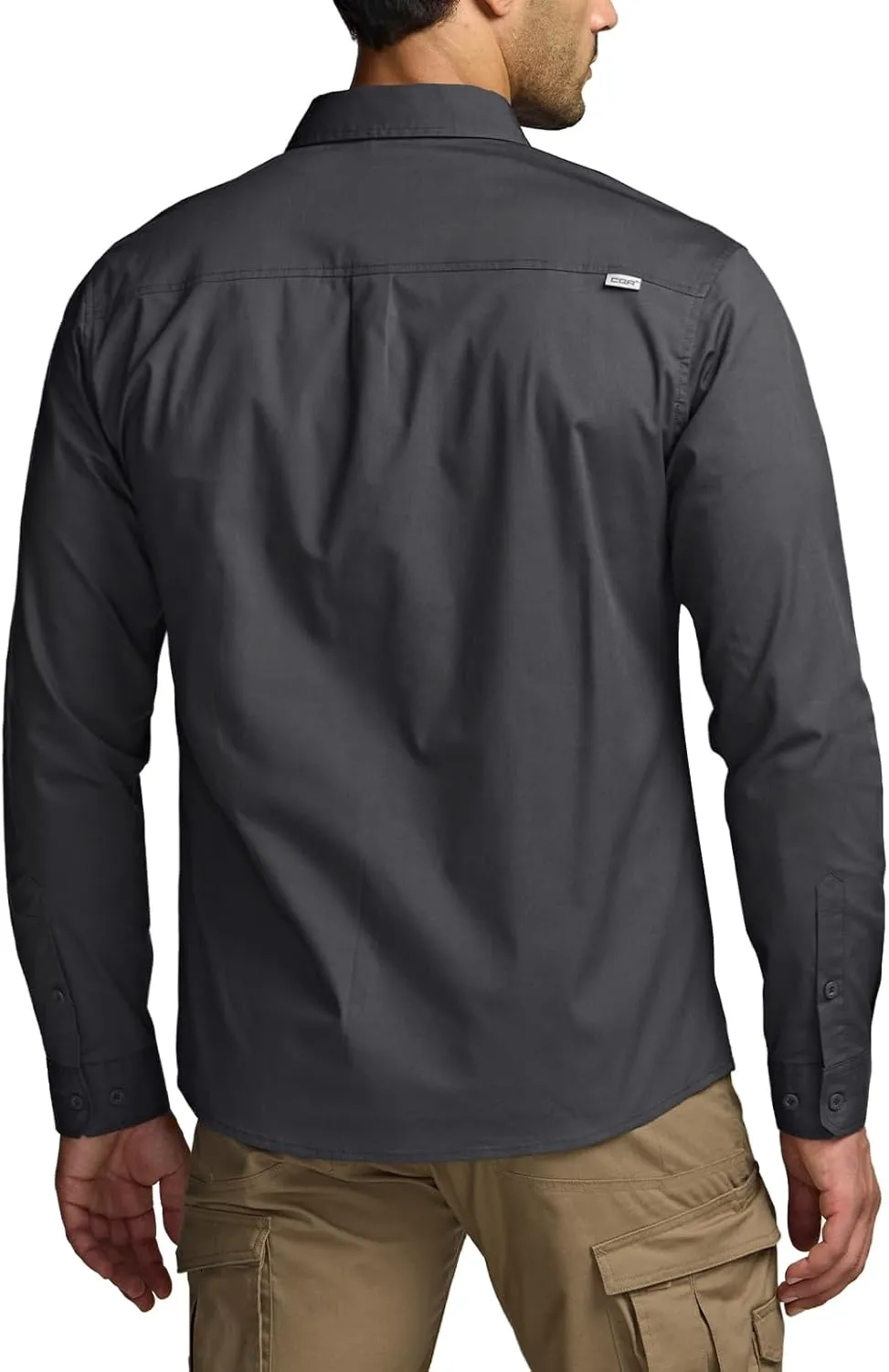 CQR Men's Long Sleeve Tactical Shirts, Ripstop Military Work Shirts, UPF 50  Breathable Button Down Outdoor Hiking Shirt