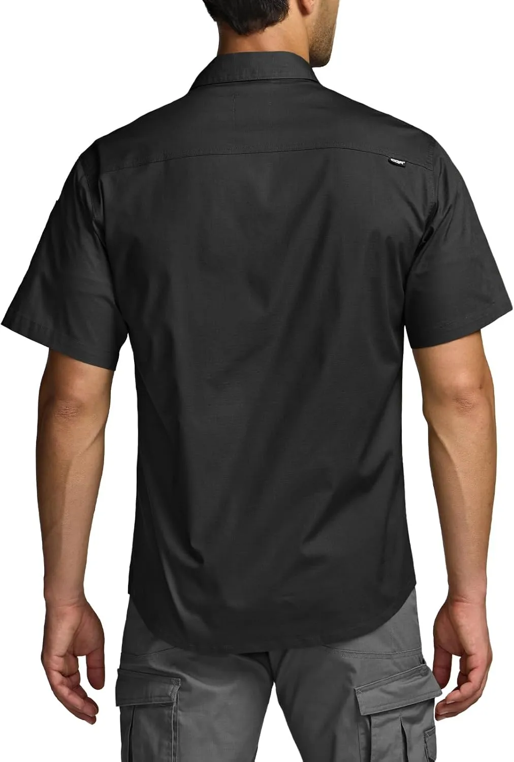 CQR Men's Short Sleeve Tactical Shirts, UPF 50  Ripstop Military Work Shirts, Breathable Button Down Outdoor Hiking Shirt