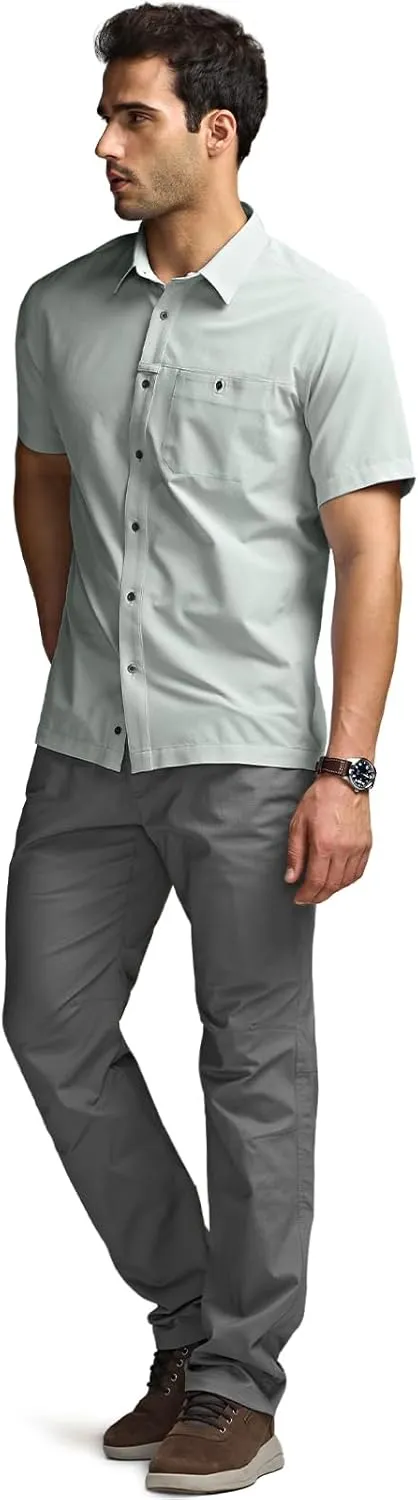CQR Men's Short Sleeve Tactical Shirts, UPF 50  Ripstop Military Work Shirts, Breathable Button Down Outdoor Hiking Shirt