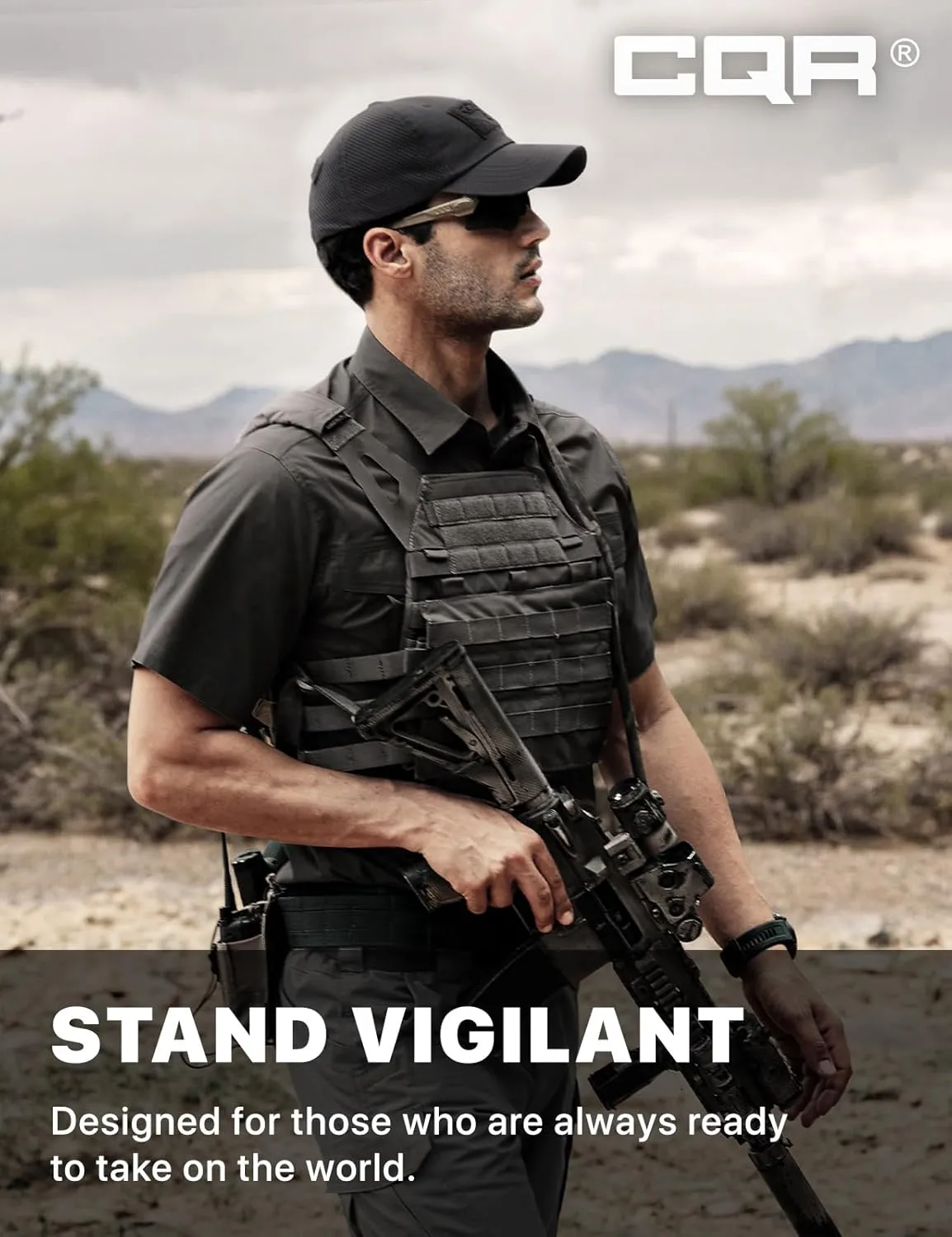 CQR Men's Short Sleeve Tactical Shirts, UPF 50  Ripstop Military Work Shirts, Breathable Button Down Outdoor Hiking Shirt
